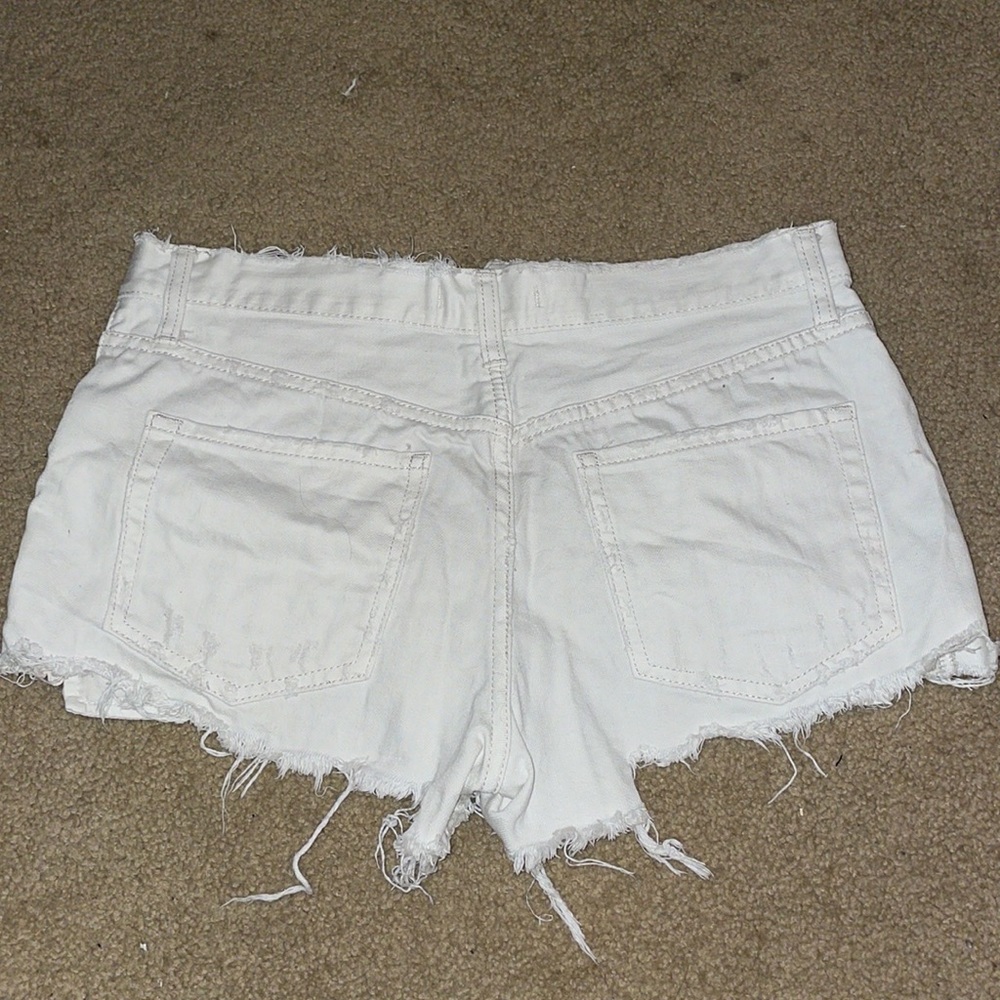 White Ripped Jean Shorts - Picture 2 of 4